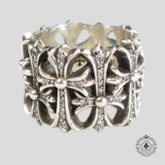 Chrome Hearts Diamond Embellished Cemetery Ring in Silver