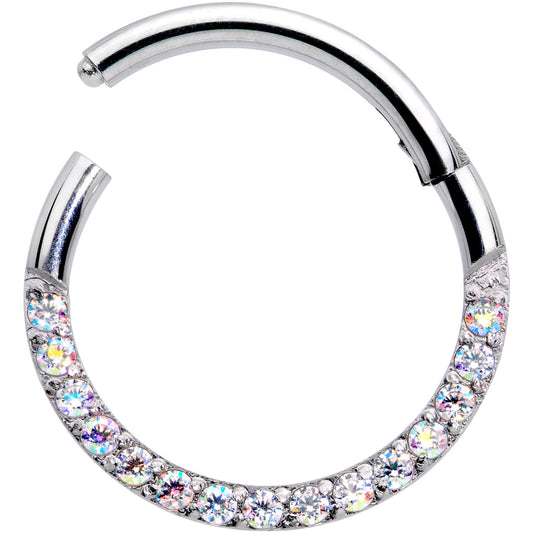 16G 3/8 Aurora Gem Paved Elegance Hinged Segment Ring