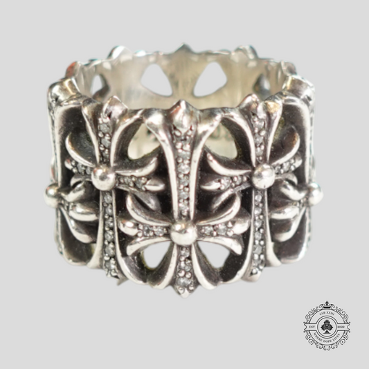 Chrome Hearts Diamond Embellished Cemetery Ring in Silver